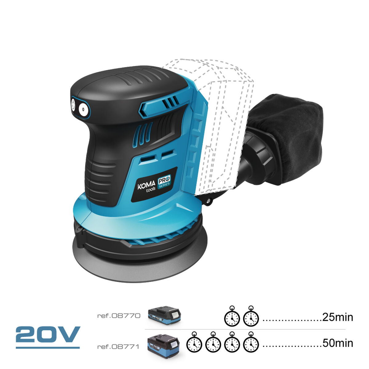 Lixadora excêntrica Koma Tools Brushless Ø 125 mm 20 V